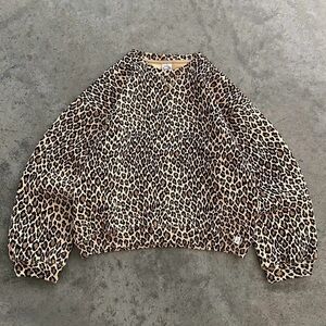 Akimbo Leopard Crewneck Sweatshirt Boxy Fit 100% Organic Cotton Unisex Large
